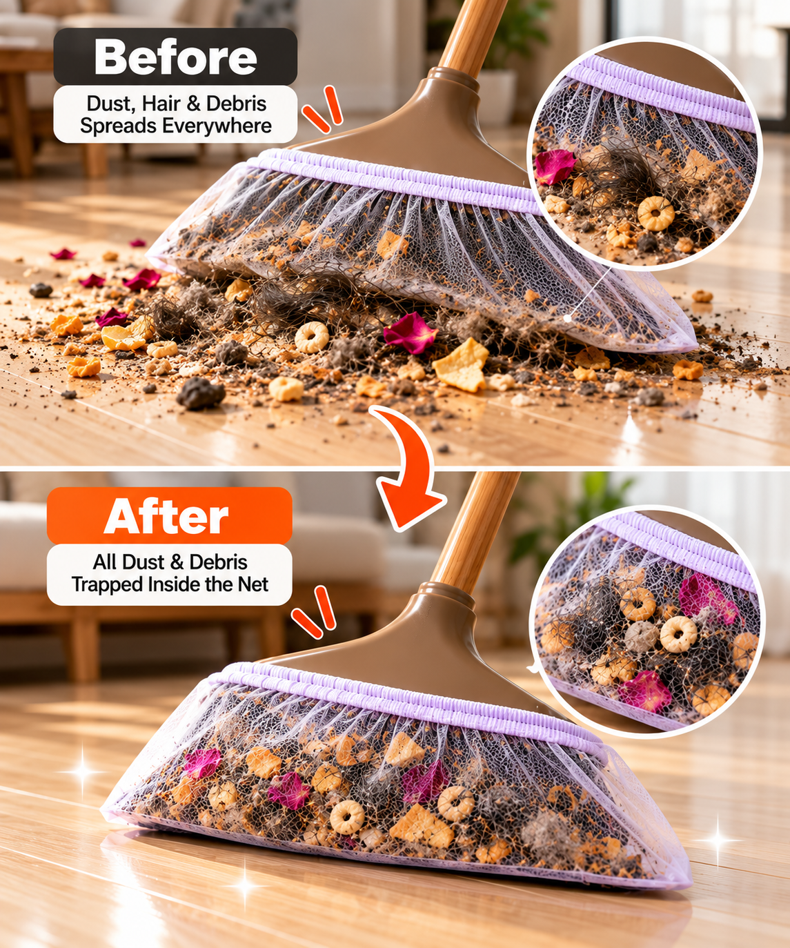 Reusable Broom Dust Catcher Net