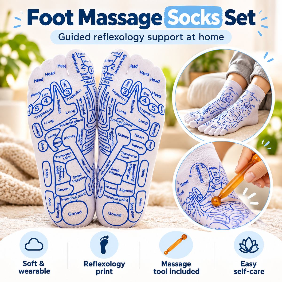 Reflexology Foot Massage Socks Set