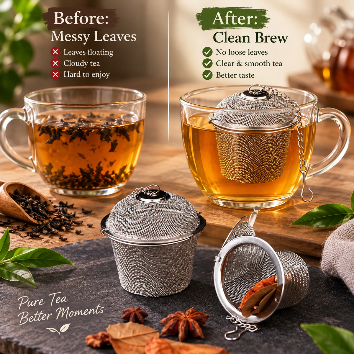 Portable Reusable Eco-Friendly Stainless Steel Tea Infuser