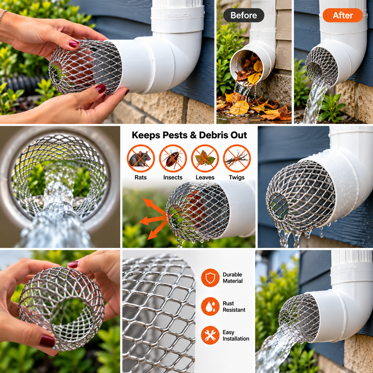 Heavy-Duty Mesh Drain & Downspout Leaf Guard