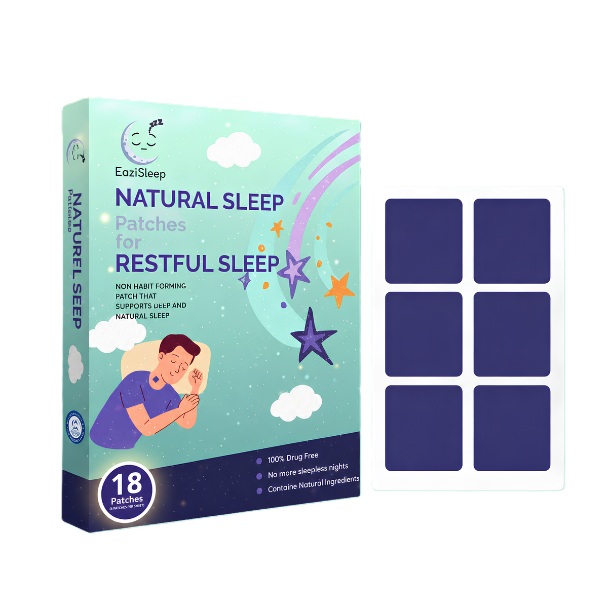 EaziSleep Natural Sleep Patches — 18 Patches