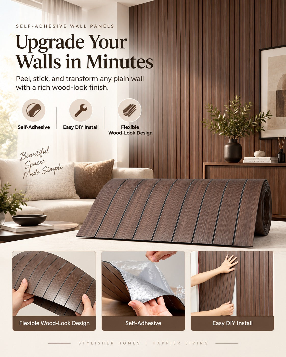 3D Wood Slat Wall Panels