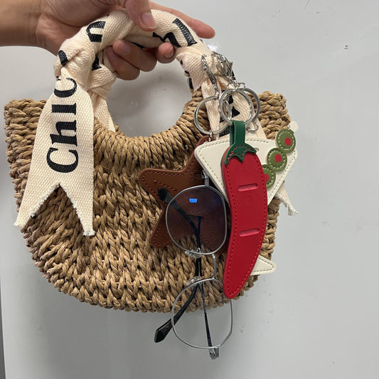 Funky Shapes Leather Keychain