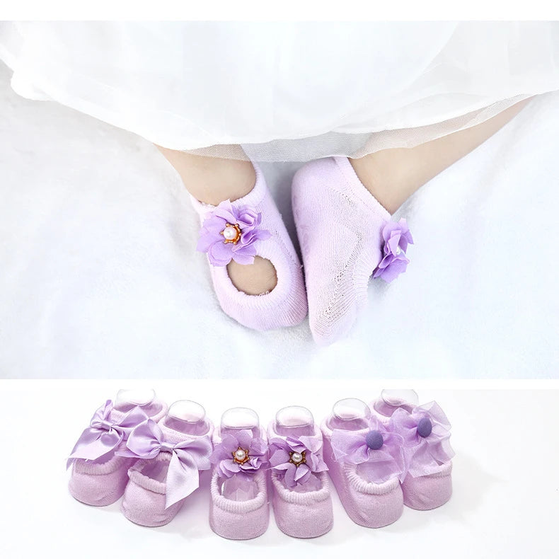 Baby Thin Lace Flower Socks Shoes