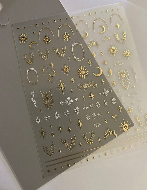 Celestial Gold Charm Nail Art Stickers