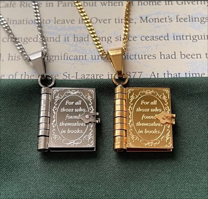 Openable Book Chain Pendant Necklace