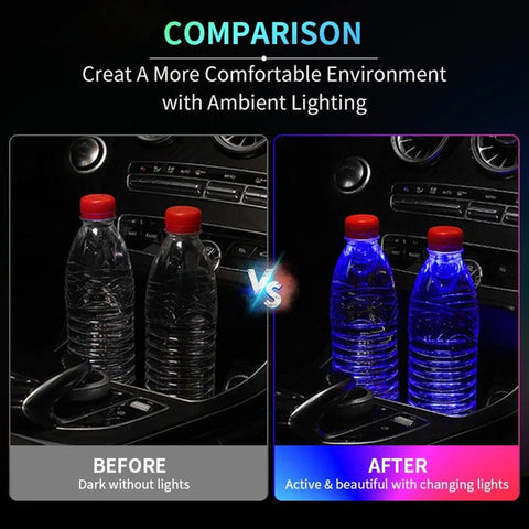 Color Changing Car LED Cup Holder Light Mats ( pack of 2 )