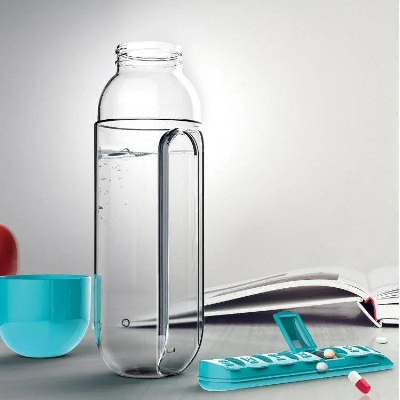 Plastic Drink Bottle with Medicine Pills Box