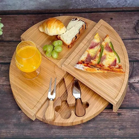 4 Layers Round Wood Rotating Serving Plate