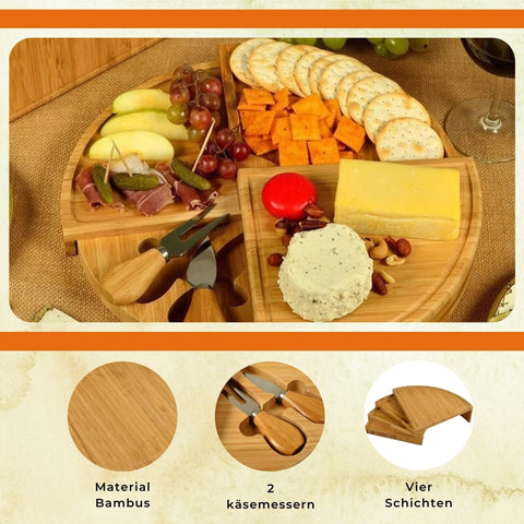 4 Layers Round Wood Rotating Serving Plate