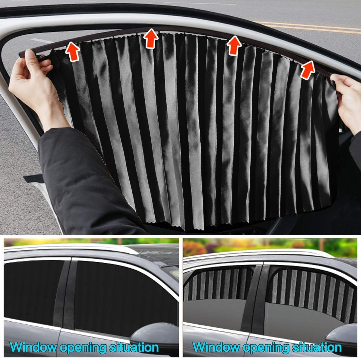 Car Side Window Sun Shades, 4 PCS Window Sunshades Privacy Curtains - View #8