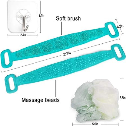 Dual-Side Silicone Body Scrubber with Handle