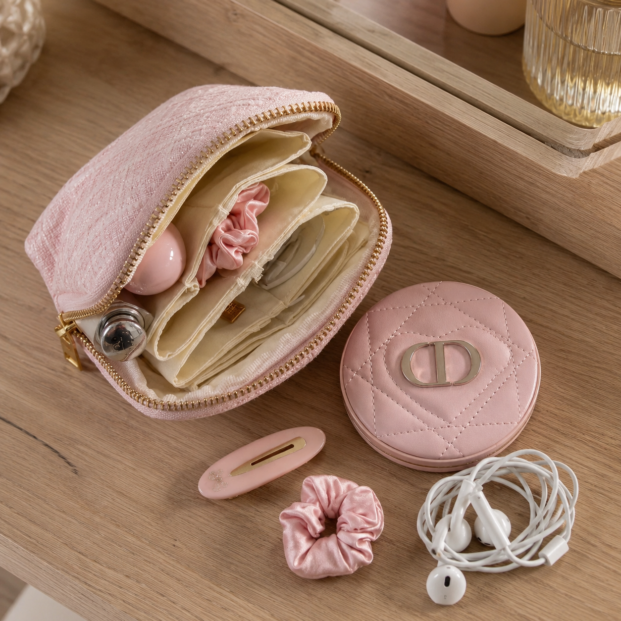 Velvet pastel jewelry pouch