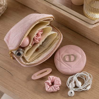 Velvet pastel jewelry pouch