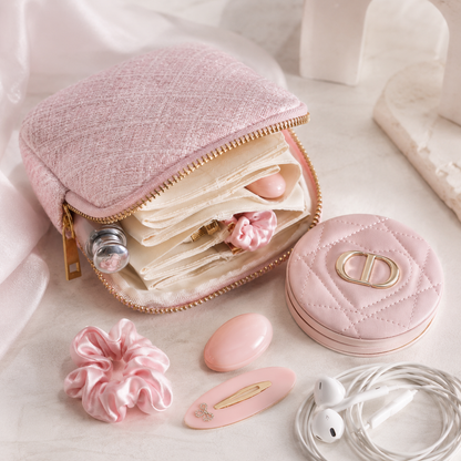 Velvet pastel jewelry pouch