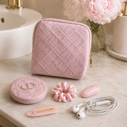 Velvet pastel jewelry pouch
