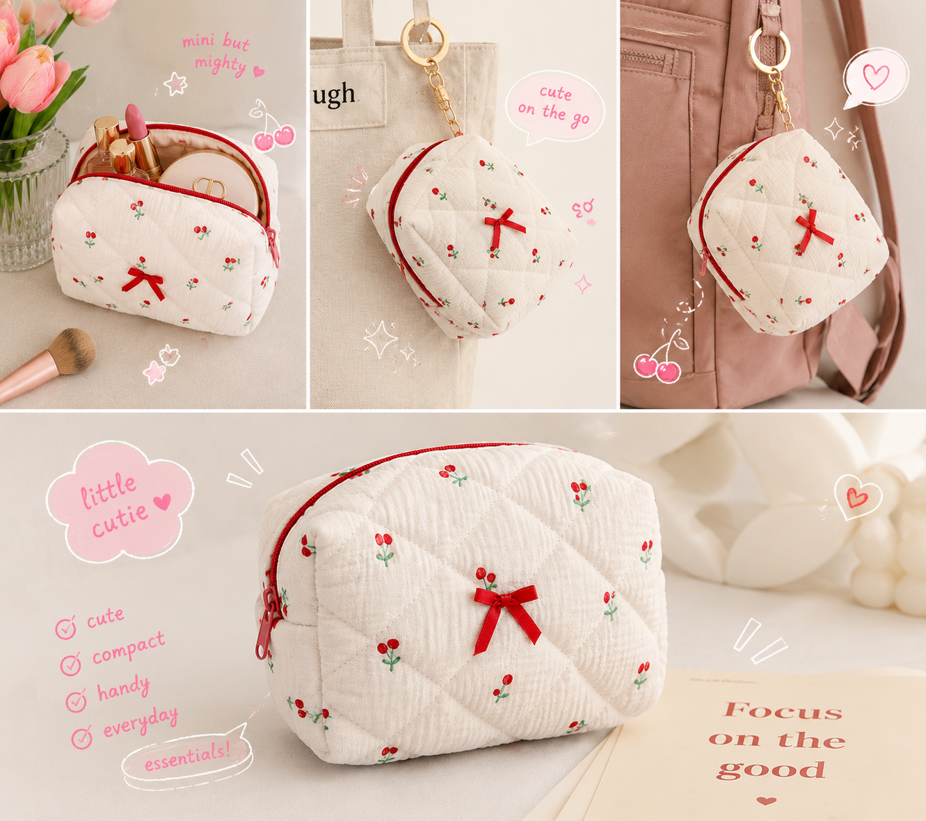 Mauve Accessories quilted  pouch🌸🩷✨