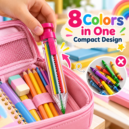 🌈8-in-1 Retractable Multicolor Crayon Pen 🖍️✨