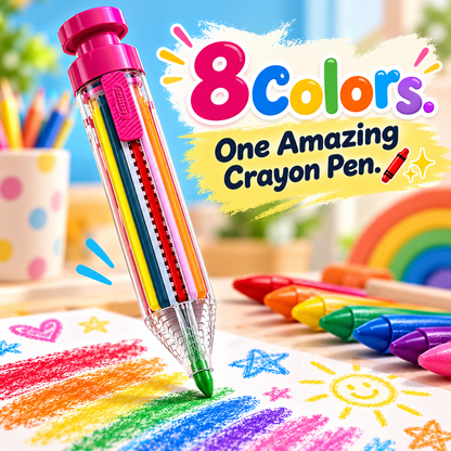 🌈8-in-1 Retractable Multicolor Crayon Pen 🖍️✨