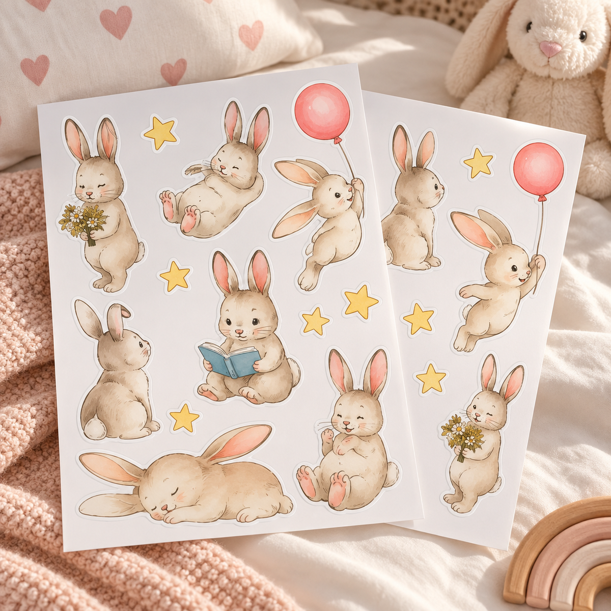 Dreamy Bunny & Star Reusable Wall Decals 🐰⭐✨