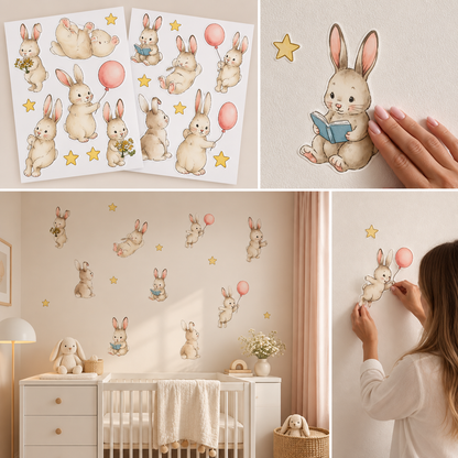 Dreamy Bunny & Star Reusable Wall Decals 🐰⭐✨