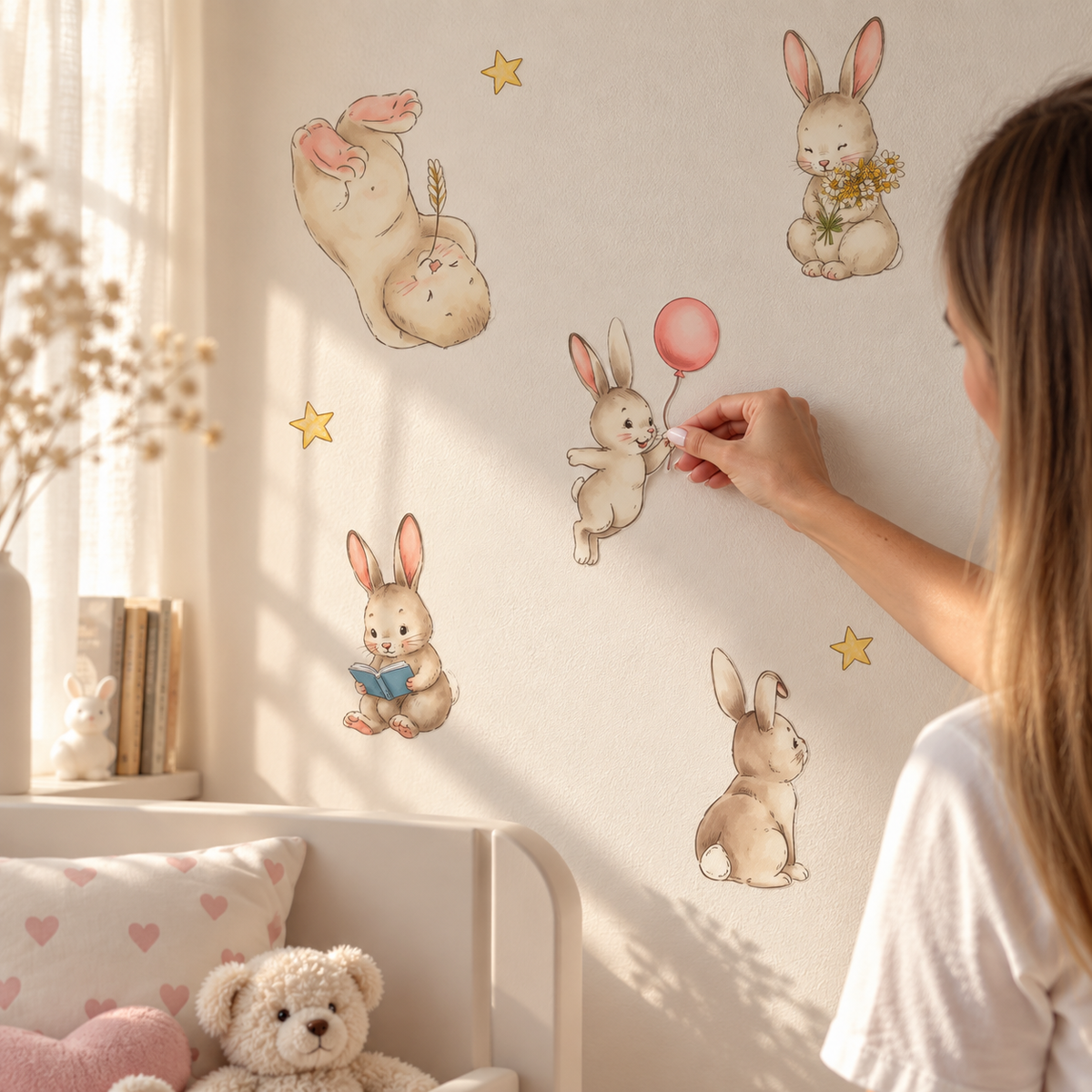 Dreamy Bunny & Star Reusable Wall Decals 🐰⭐✨