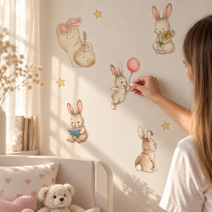 Dreamy Bunny & Star Reusable Wall Decals 🐰⭐✨