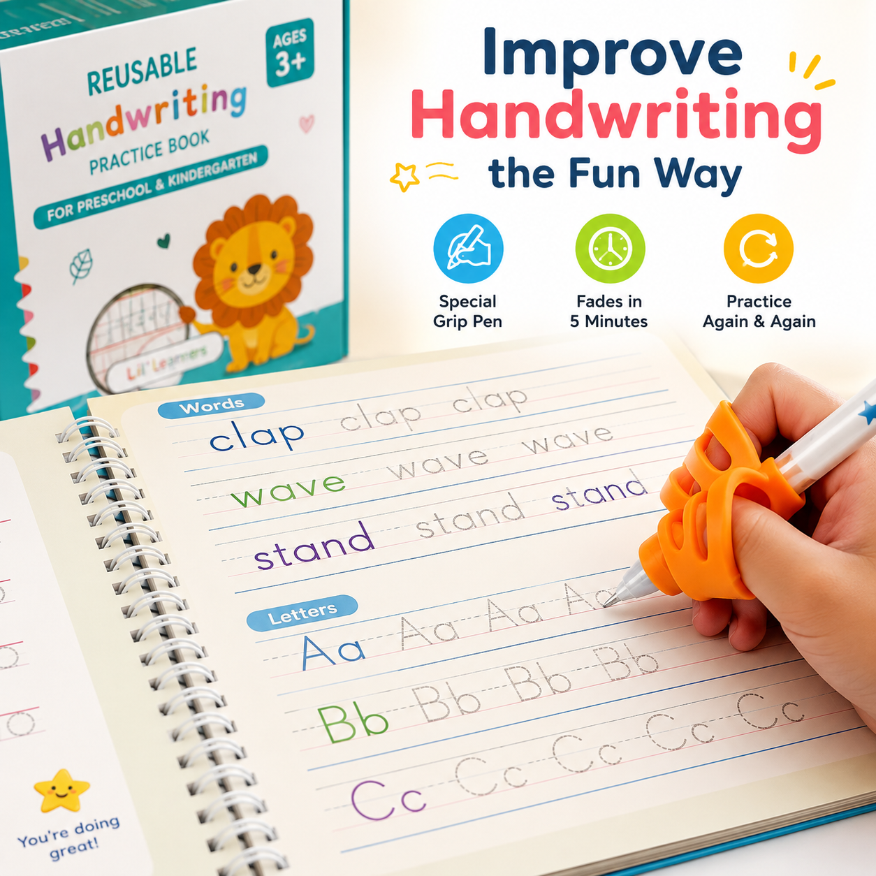 MagicTrace Reusable Handwriting Practice Book