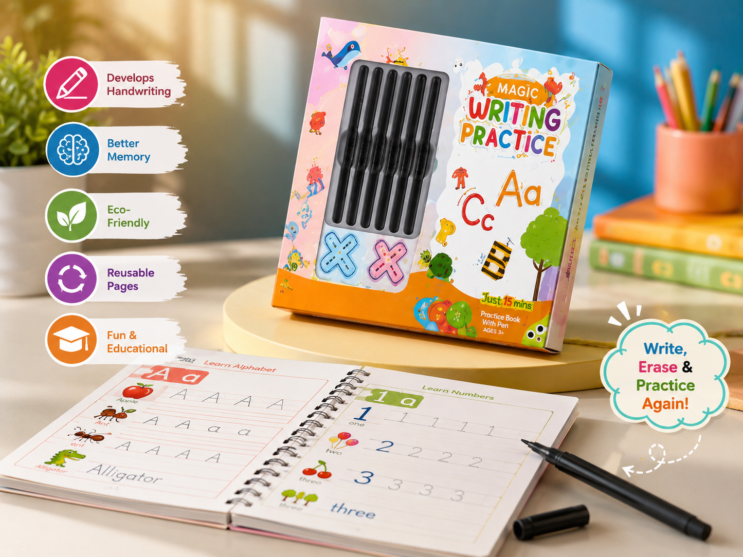 MagicTrace Reusable Handwriting Practice Book