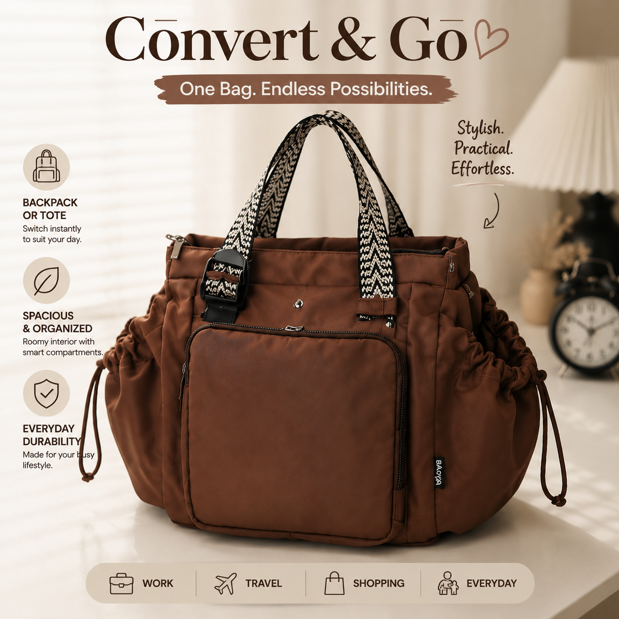 Convertible Travel Tote Backpack