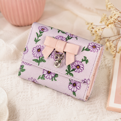 Elegant Floral Bow Charm Wallet
