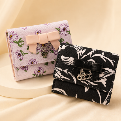 Elegant Floral Bow Charm Wallet