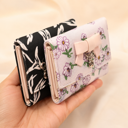 Elegant Floral Bow Charm Wallet