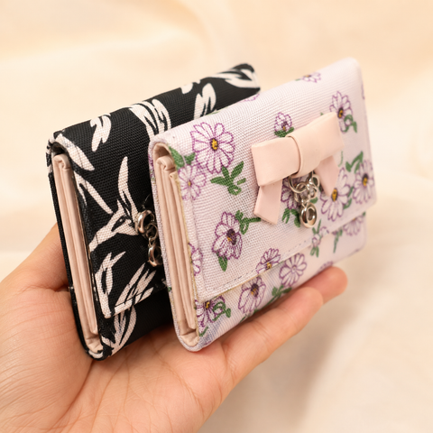 Elegant Floral Bow Charm Wallet