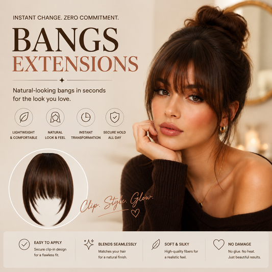 ✨ Clip-In Bangs Hair Extension – Instant Natural Hair Transformation