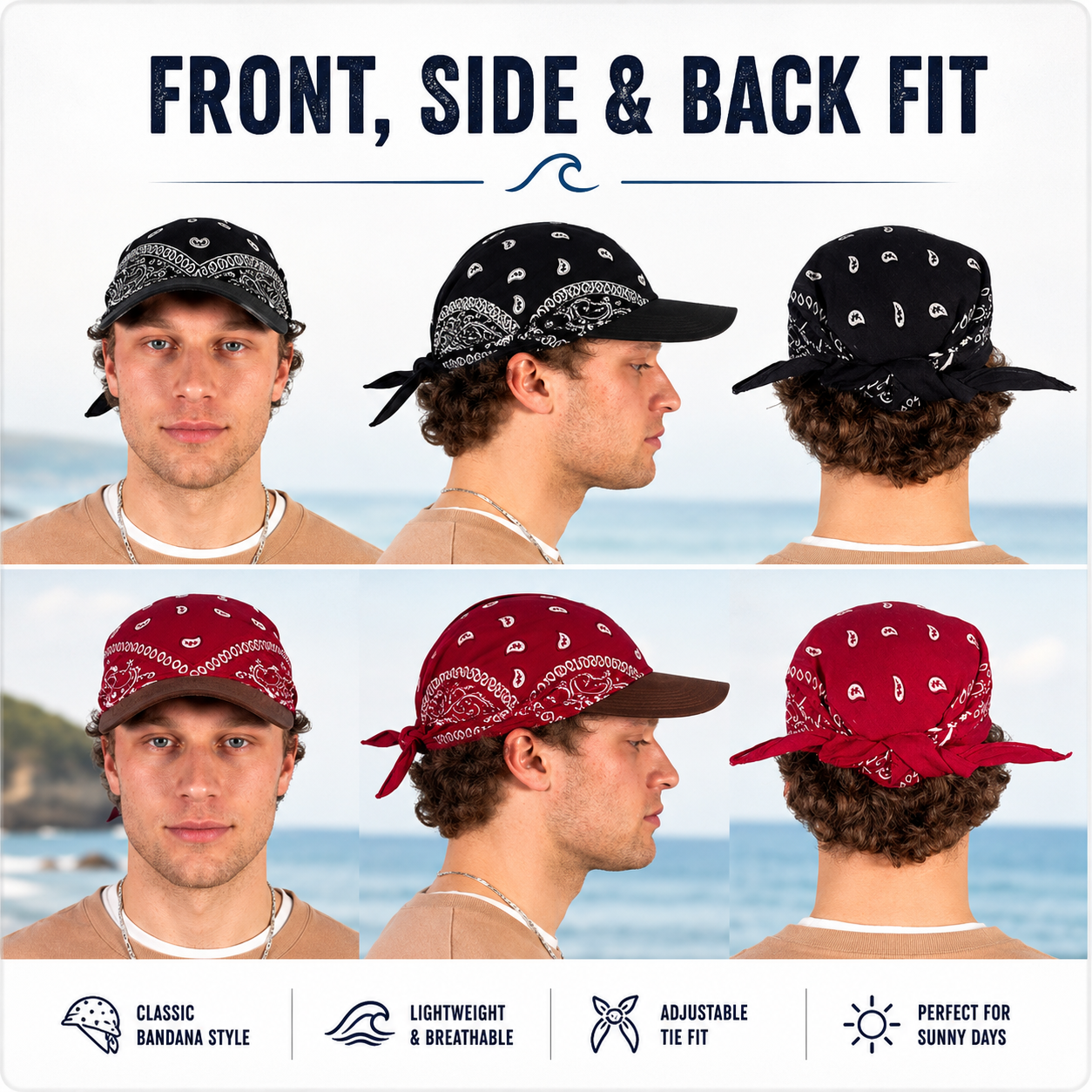 Unisex Cotton Bandana-Print Baseball Caps