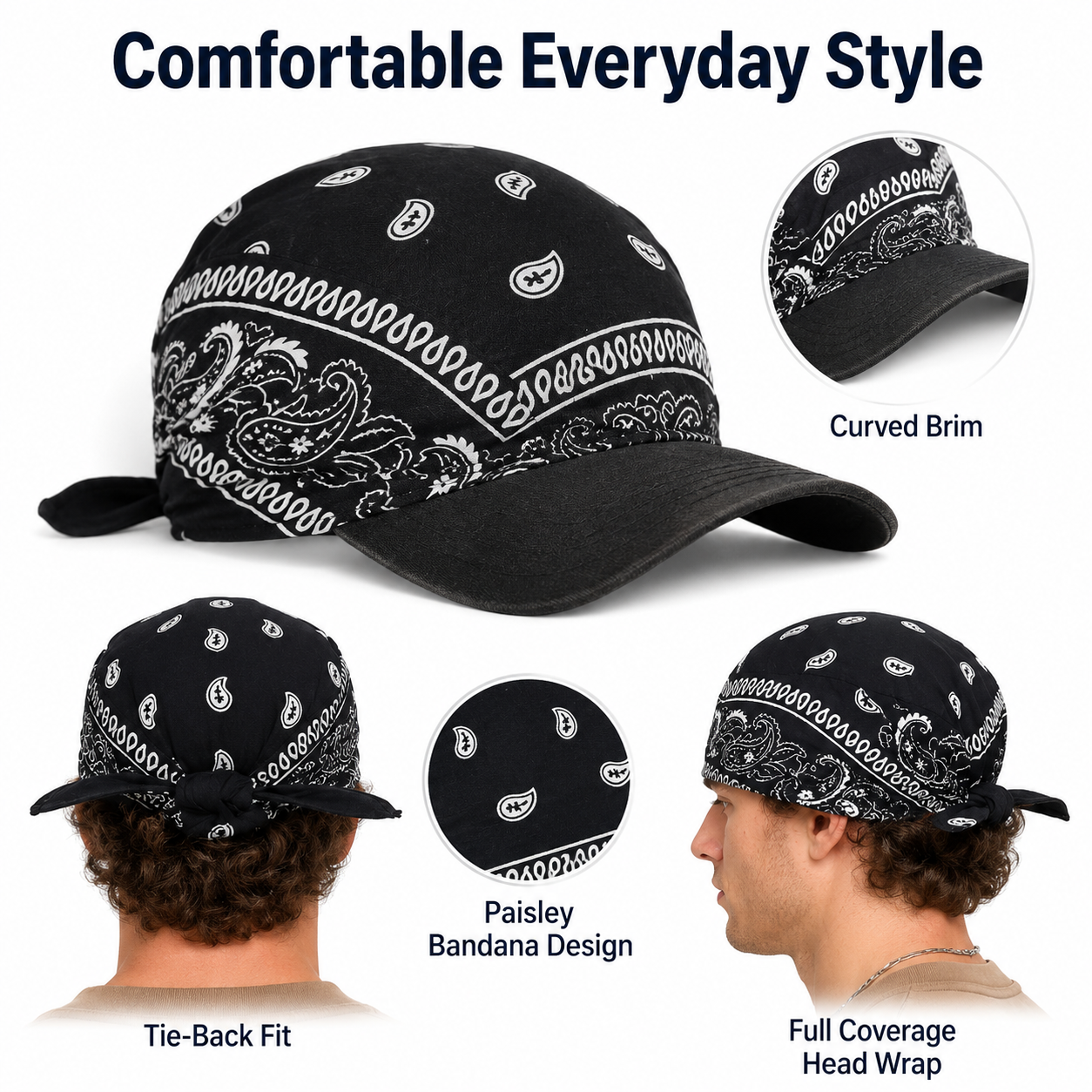 Unisex Cotton Bandana-Print Baseball Caps