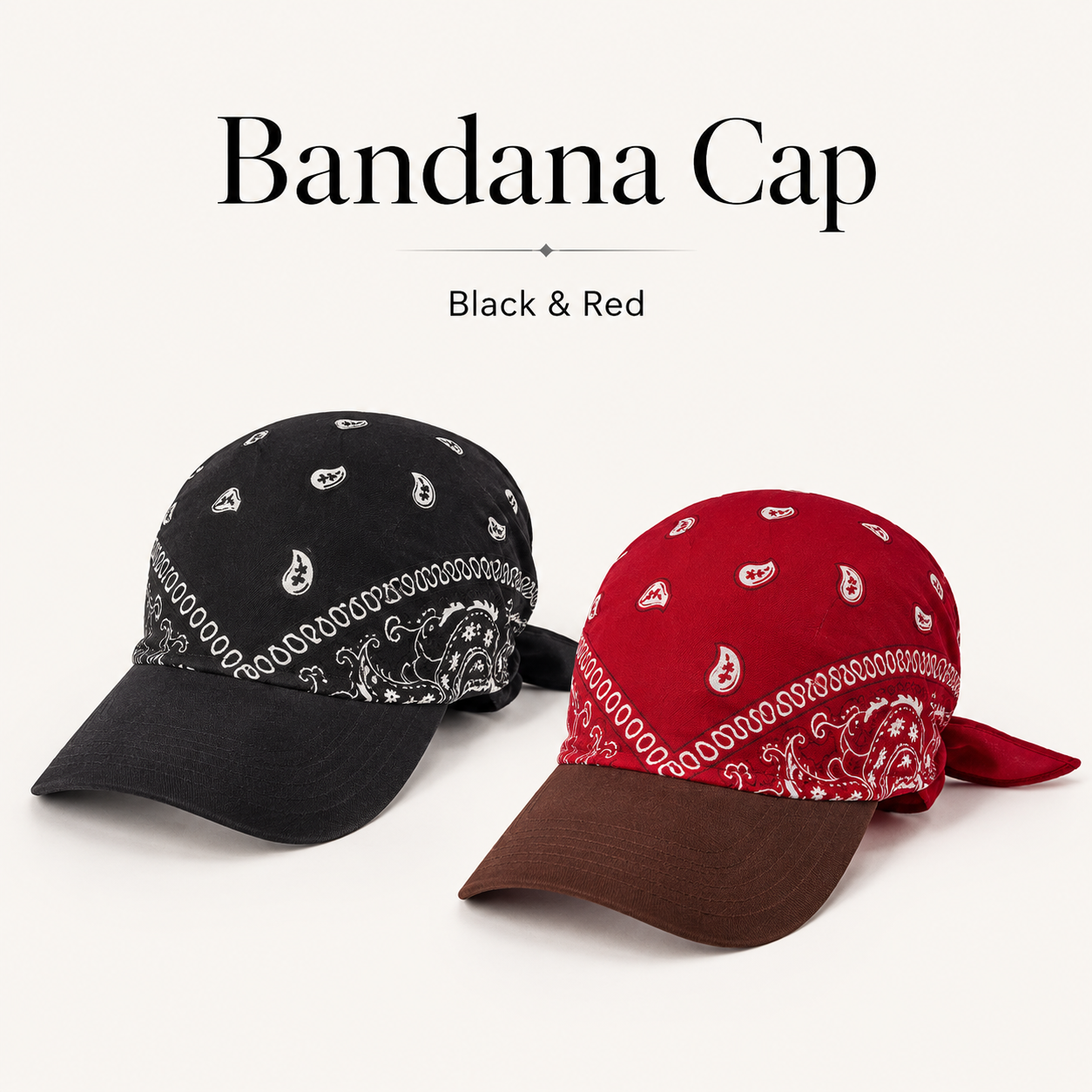 Unisex Cotton Bandana-Print Baseball Caps