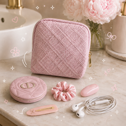 Velvet pastel jewelry pouch