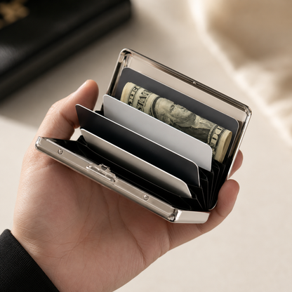 Premium Briefcase-Style Metal Card Wallet