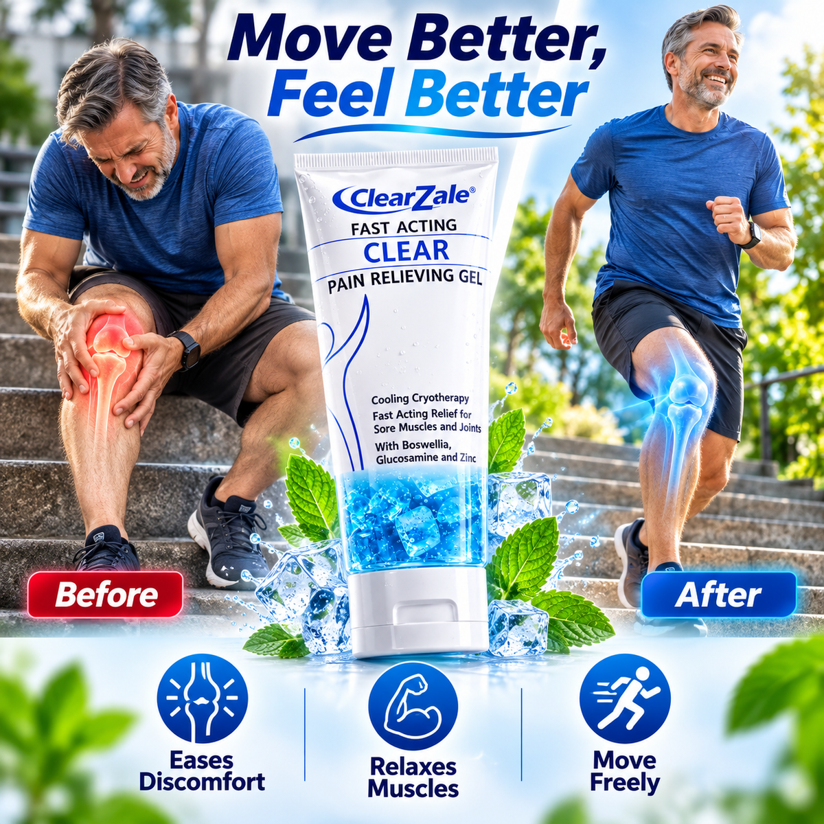 ClearZale Fast-Acting Cooling Pain Relief Roll-On Gel