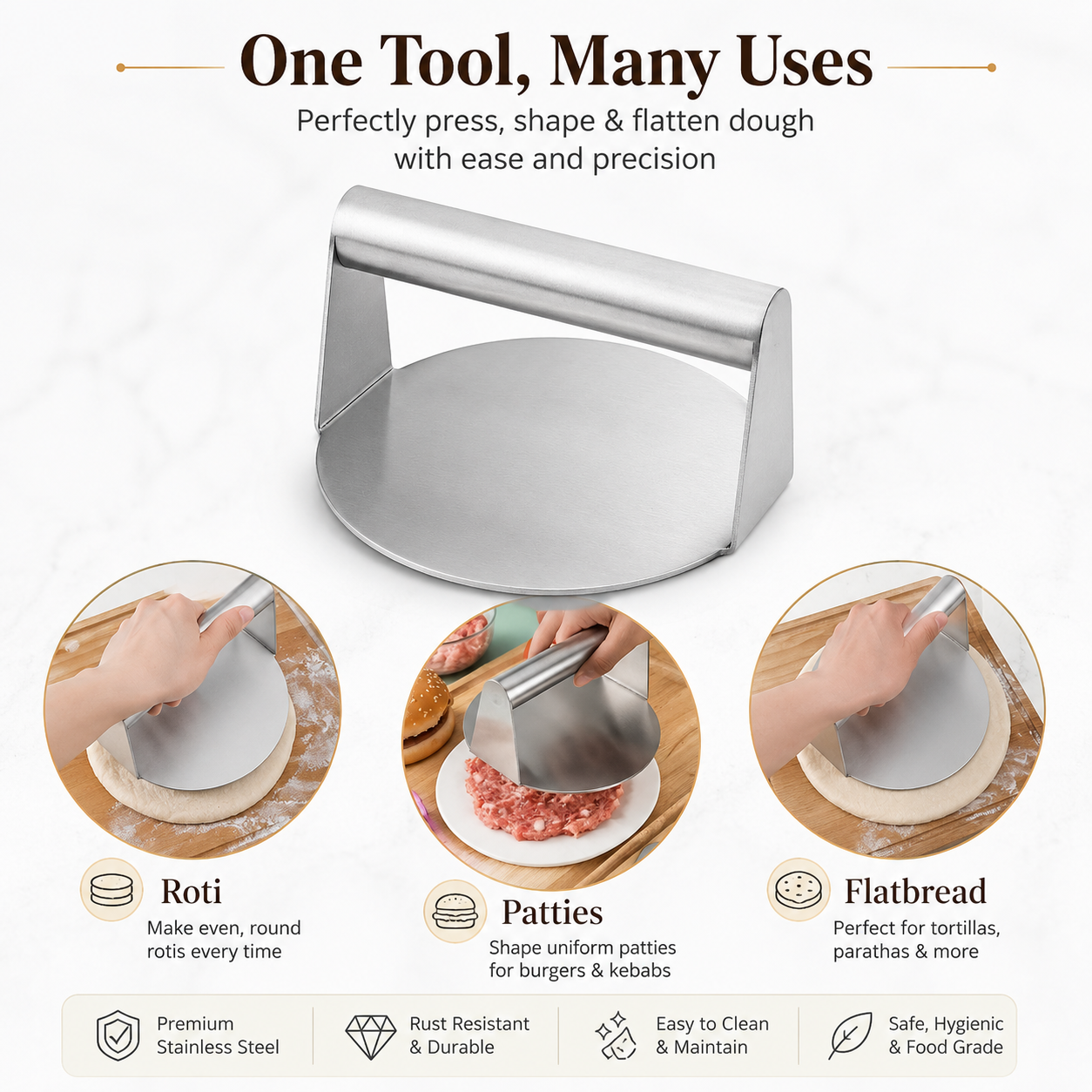 Multi-Purpose Stainless Steel Kitchen Press