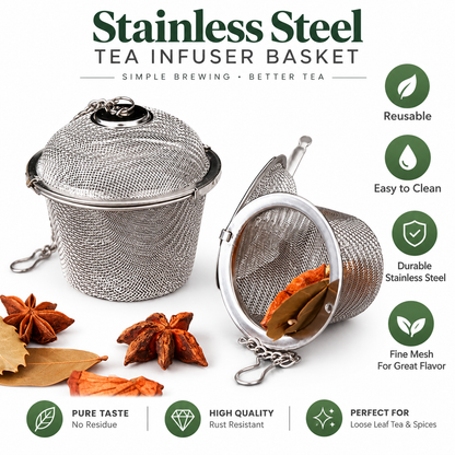 Portable Reusable Eco-Friendly Stainless Steel Tea Infuser
