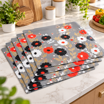 🌸 Floral FreshGuard Refrigerator Shelf Mats