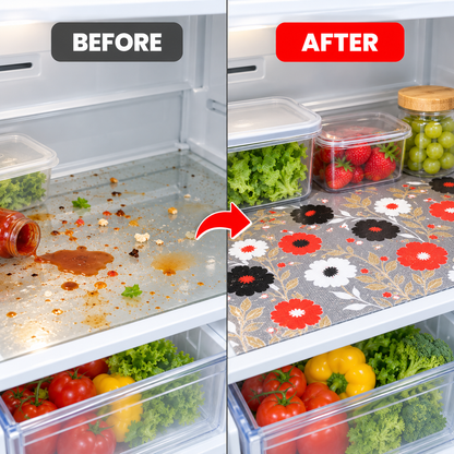 🌸 Floral FreshGuard Refrigerator Shelf Mats