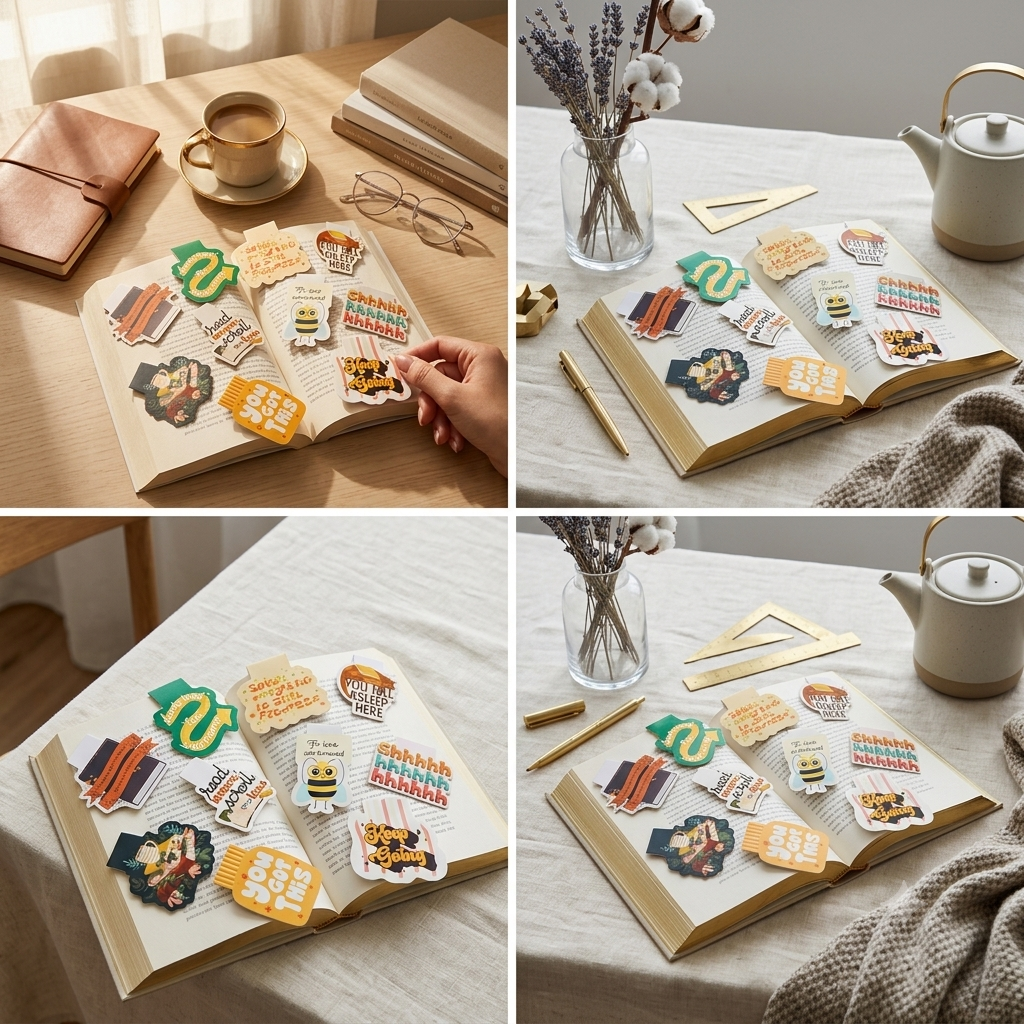 bee-themed magnetic bookmarks