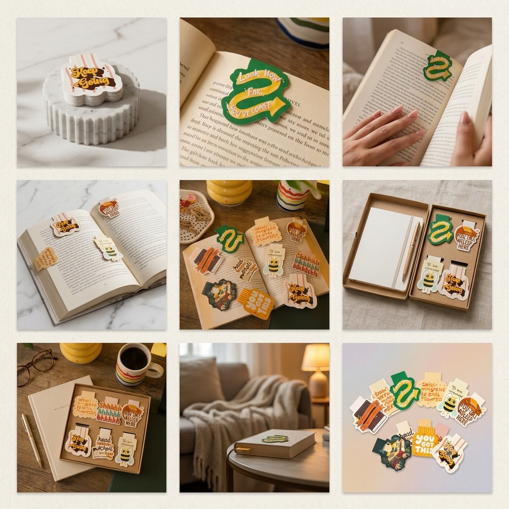 bee-themed magnetic bookmarks