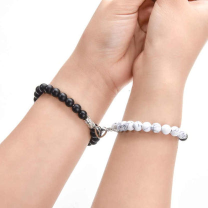 Magnetic Beaded Heart Shaped Couple Bracelet