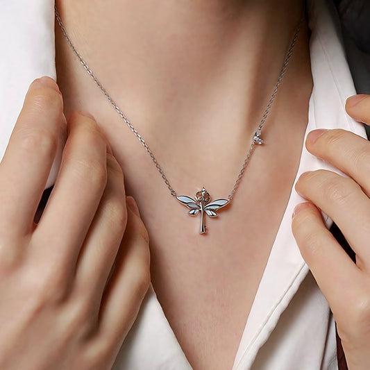 Luminous Magic Blue Butterfly Key Necklace