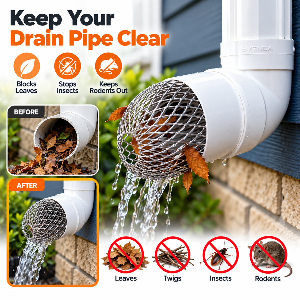 Heavy-Duty Mesh Drain &amp; Downspout Leaf Guard